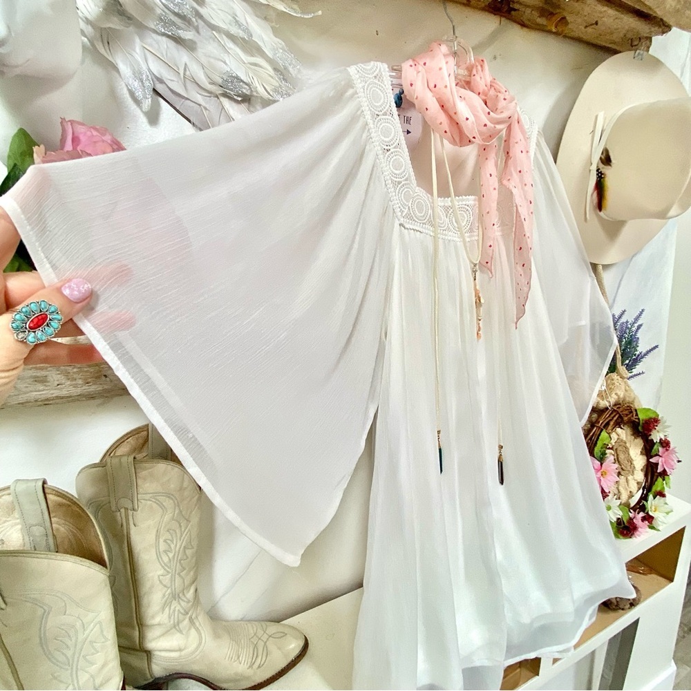 Prairie crochet detailing boho dress w shabby chic country vibe